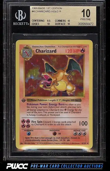 1999 Pokemon 1st Edition Charizard Holo BGS 10 Sells for ...