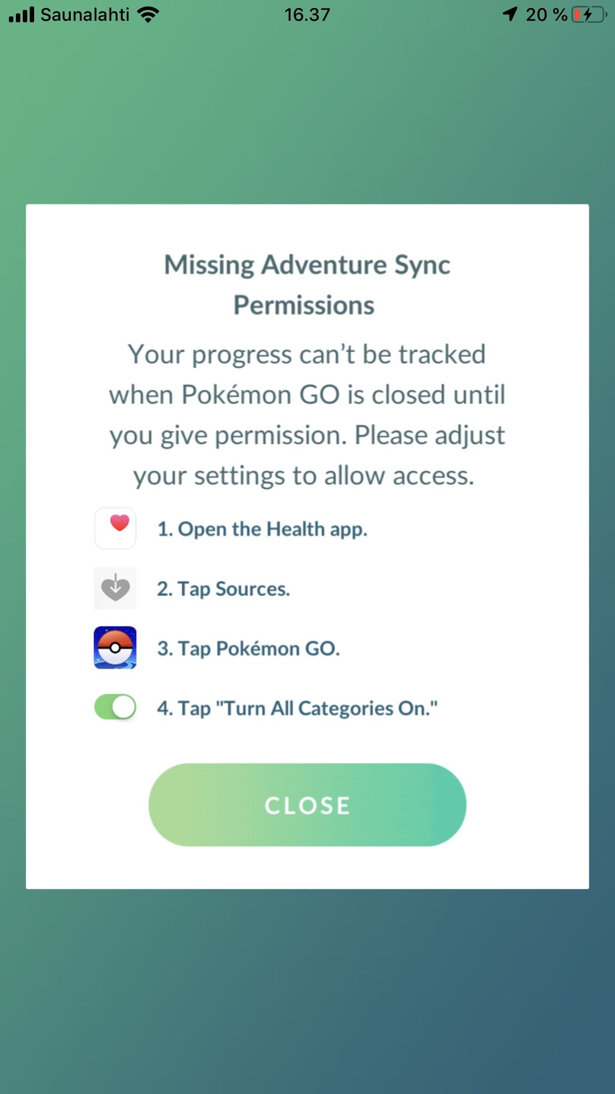 Adventure Sync on iOS 13 possible? : pokemongo
