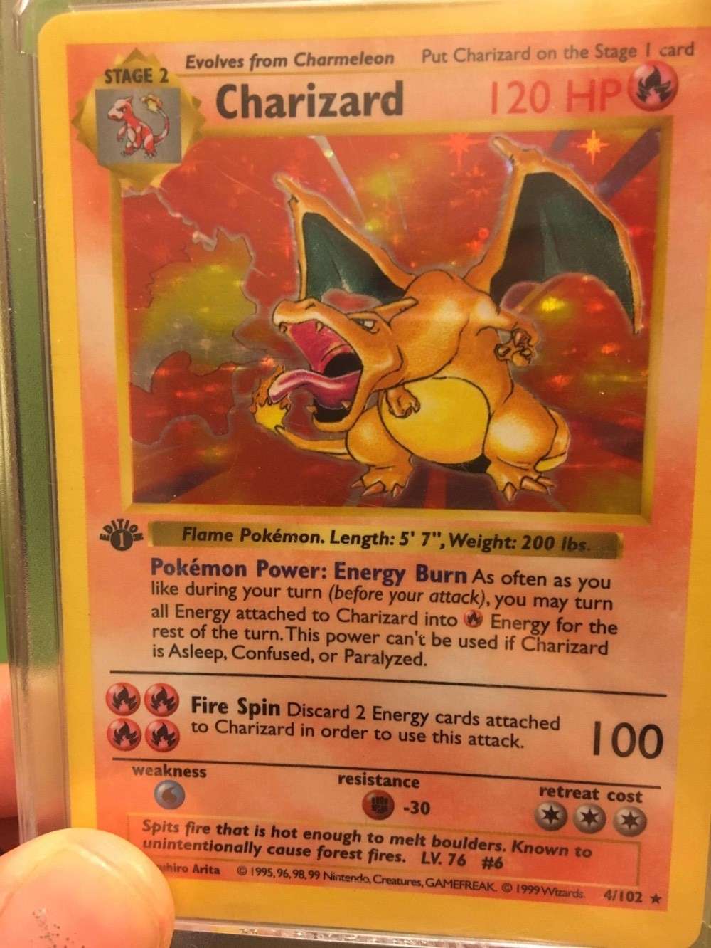 Cheap ChariZard 1st edition shadowless Pokemon card for sale . Paperclip