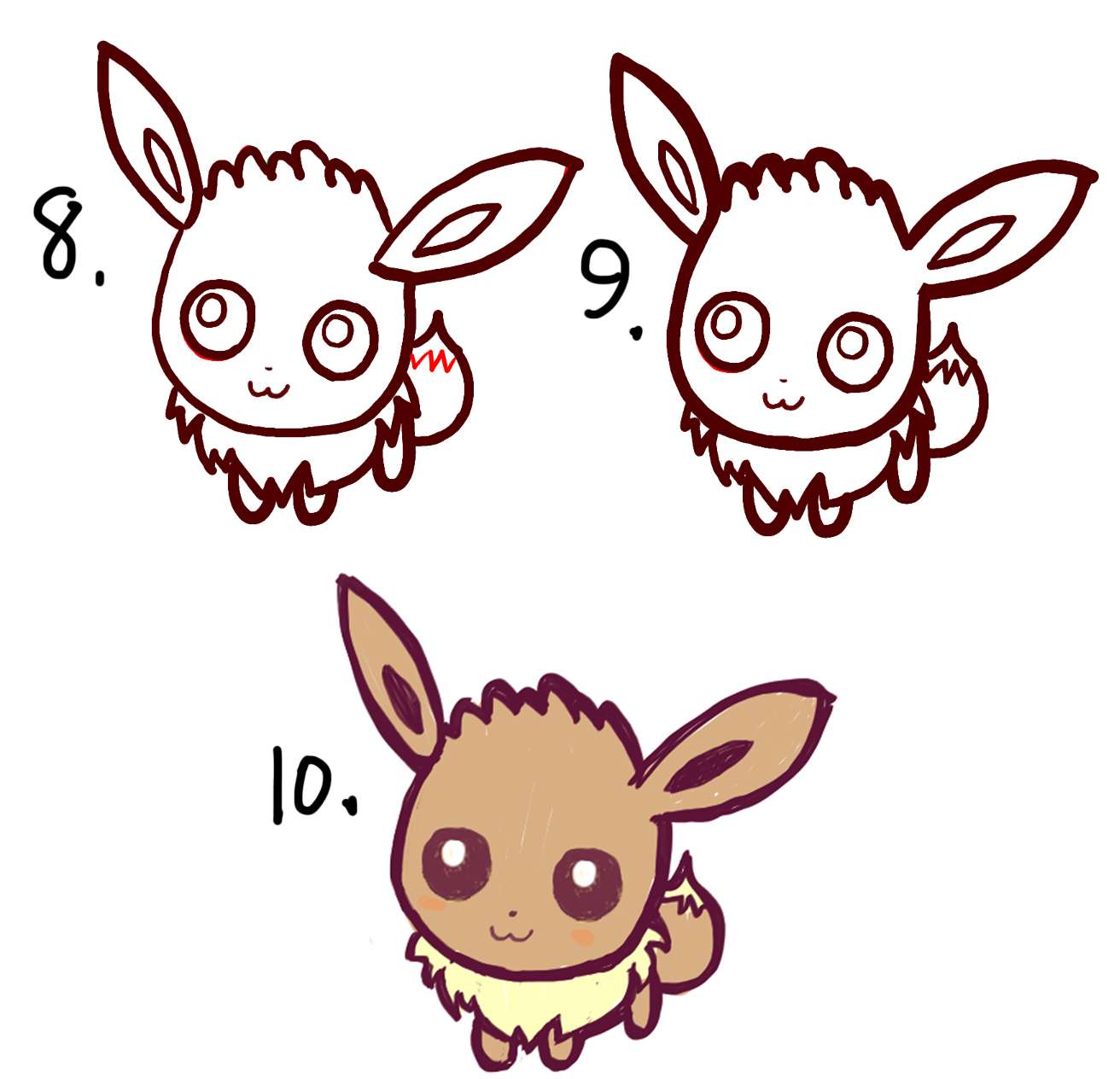 How to Draw Cute Baby Chibi Eevee from Pokemon Easy Step by Step ...