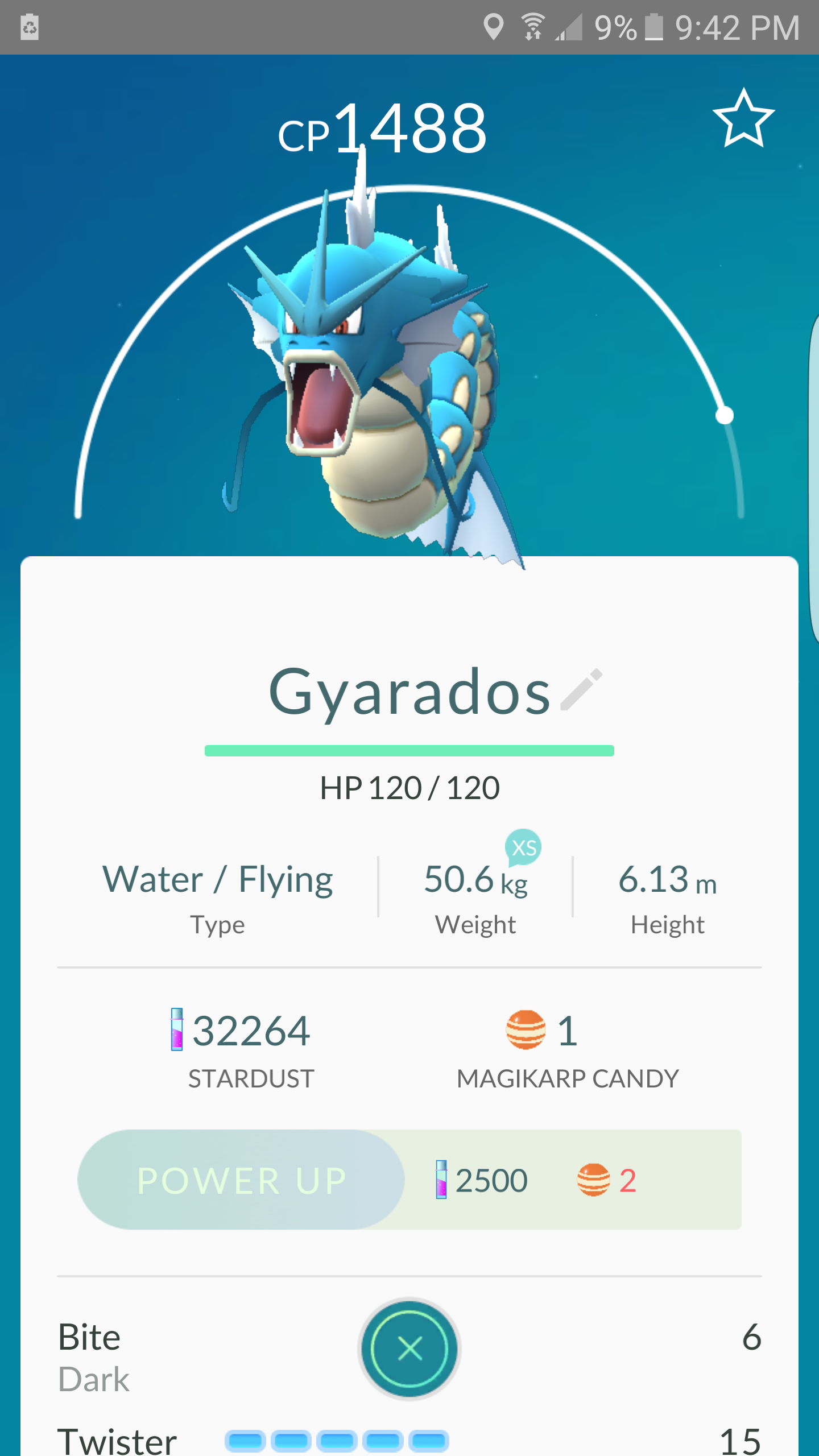 I got disappointed that my first Gyarados had Twister as it