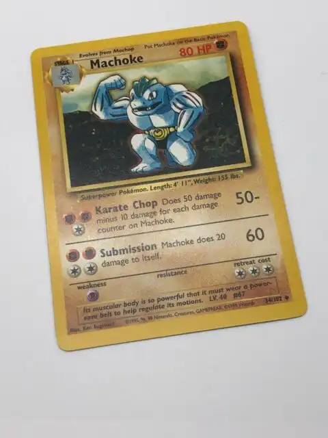 Original 1995 34/102 Machoke Base Set Pokemon Card Great ...