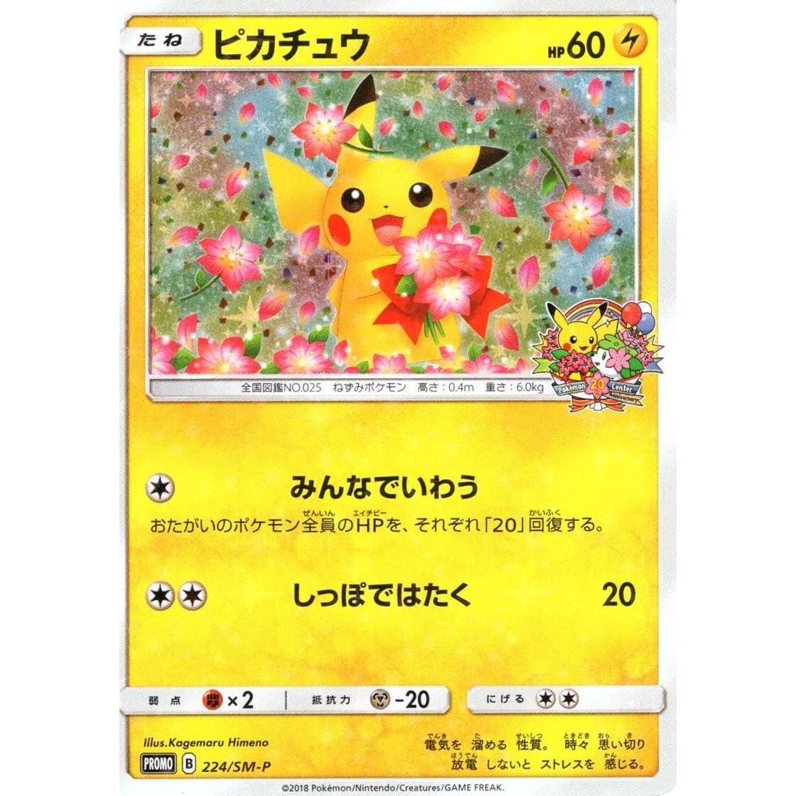 Pikachu Images: Pokemon 20th Anniversary Pikachu Card