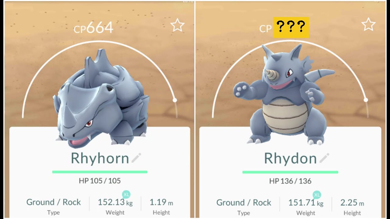 Pokemon Go Rhyhorn(664) Evolution to +1200Rhydon