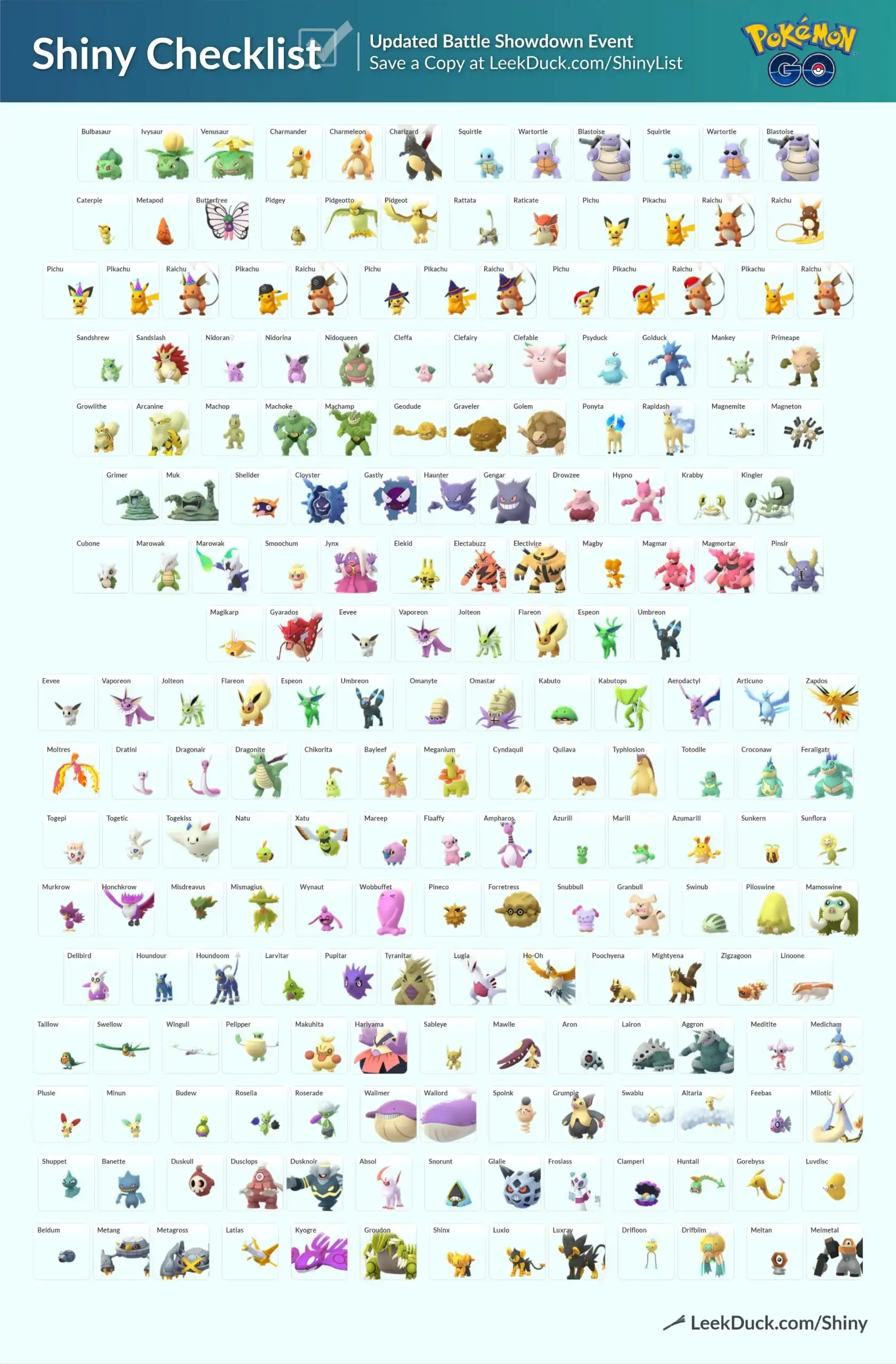 Pokemon Go Shiny Checklist: all shiny Pokemon and how to ...