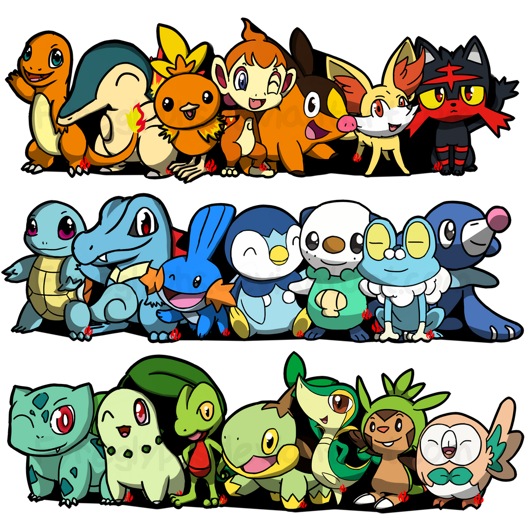 Pokemon Starters by Fyreglyphs on DeviantArt