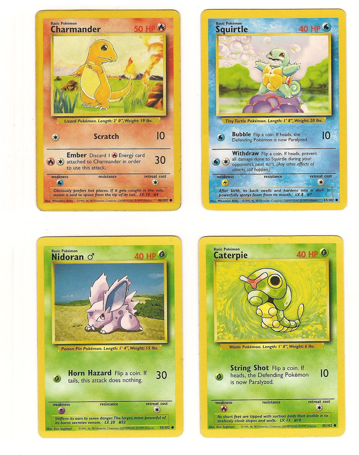 Set of 13 Base Set common Pokemon cards
